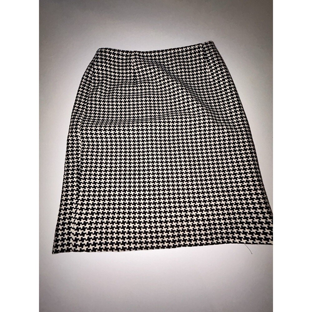 Christian Dior Skirt Used Black White Houndstooth Pattern Pencil Skirt Sz 4